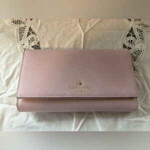 Kate Spade Blush Pink Clutch with Gold Accents